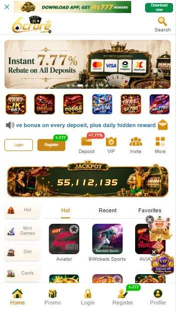 6CRORE Game home screen