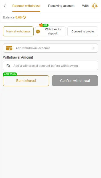 6CRORE Game withdrawal page